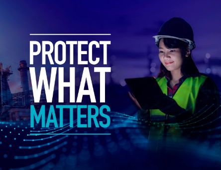 Protect what matters text with person and tablet