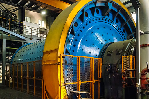 A large ball mill in a factory