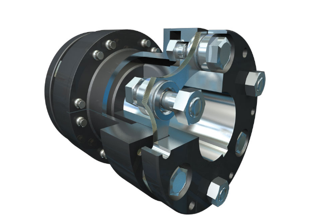 A close-up of a metal gear attached to a large metal shaft, showcasing intricate details and robust construction.