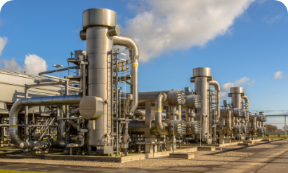 A large industrial plant with pipes and valves