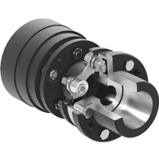A black and white coloured disc coupling