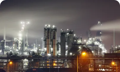 A large industrial plant at night