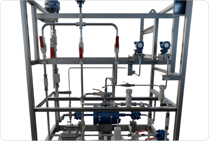 A Seal Gas Recovery system featuring numerous pipes and valves