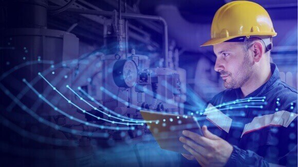 Person with hard hat working